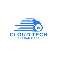 Fototapeta premium Fast Cloud computing icon vector logo design template.