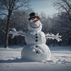 Obraz premium Create a snowman that's melting with a tilted head and droopy arms.