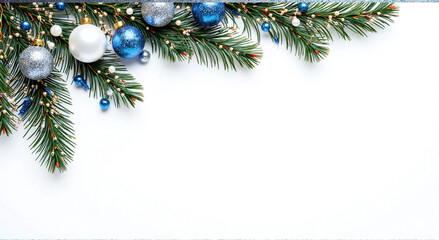 Fototapeta premium christmas background with branches and decorations