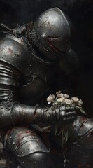 Fototapeta premium The Weary Knight: A Portrait of Grief and Loss