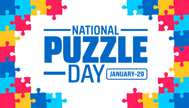 national puzzle day background banner or poster design template. observed every year in January. Holiday concept. Use to any Template, card, poster, placard, template.
