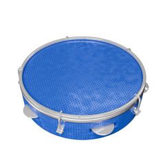 3D rendered blue tambourine isolated on a white background
