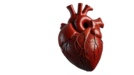 Red Human Heart with Veins, Isolated