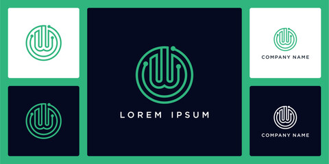 Orbit tech with letters W logo design and icon