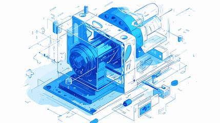 Detailed Hand Drawn Outline of 3D Printer Extruder Temperature Control