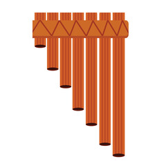 Cute cartoon hand drawn vector bamboo flute panpipe wind musical instrument clipart.