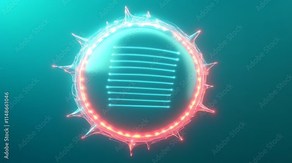 Aufkleber dynamic neon sphere animation digital environment 3d graphic visualization technology concept