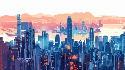 Obraz premium Stunning Top View of Hong Kong: mix of residential and commercial buildings