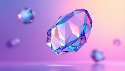 A Stunning Iridescent Gemstone:  Floating Crystal in Vibrant Purple and Pink Hues