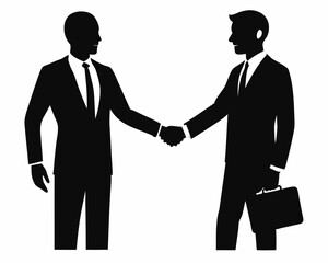 Business man  handshake  black silhouette vector