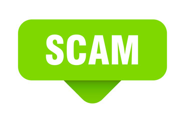 SCAM banner, button, sign