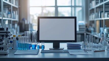 Laboratory Workspace with Computer Monitor