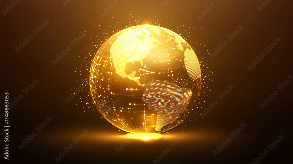 Poster global digital connectivity and innovation virtual environment 3d visualization action concept of te