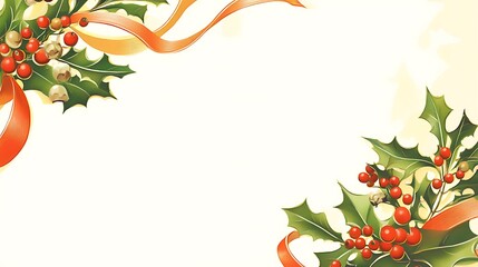 A newsletter design with a festive holiday border, featuring mistletoe and ribbons, with plenty of room for adding seasonal content or announcements