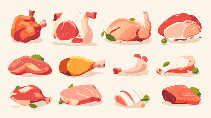Naklejka premium Detailed Chicken Cuts Illustration on White Background for Culinary Designs