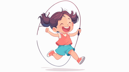 Child Jumping Rope Vector Sketch Icon on White Background