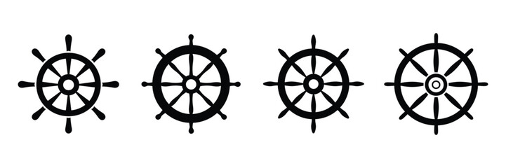 Obraz premium Set of wheel icon, silhouette, outline, vector, illustration isolated on a white background