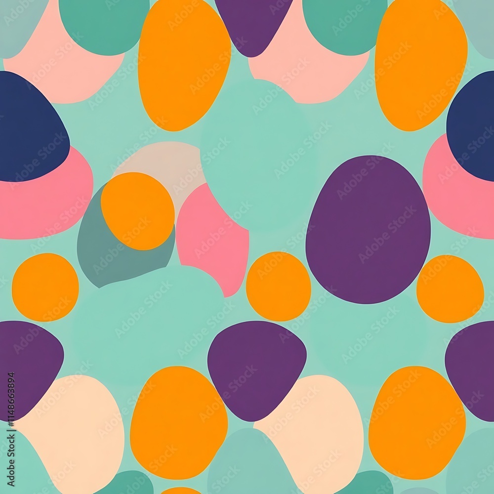 Aufkleber abstract seamless pattern: vibrant, playful pebbles in a spectrum of joyful colors create a cheerful
