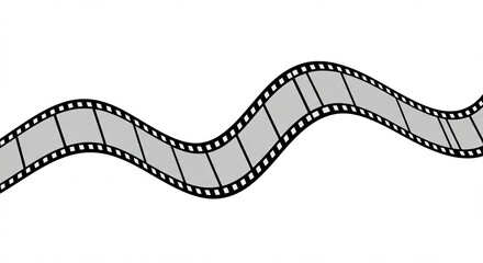 Fototapeta premium A wavy film strip on a white background.
