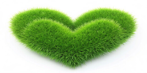 A vibrant heart shape crafted from fresh green grass showcases a creative representation of love and appreciation for nature. This artistic arrangement emphasizes environmental beauty