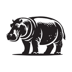 Bold hippopotamus silhouette for creative media applications - Hippopotamus black vector
