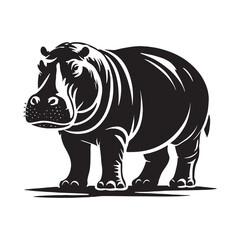 Unique hippopotamus silhouette for versatile artistic uses - Hippopotamus illustration - minimallest hippopotamus vector
