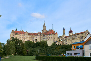 Naklejka premium Sigmaringen, Germany - located in the Black Forest, very close to the source of the river Danube, Sigmaringen is famous for its Medieval fortress