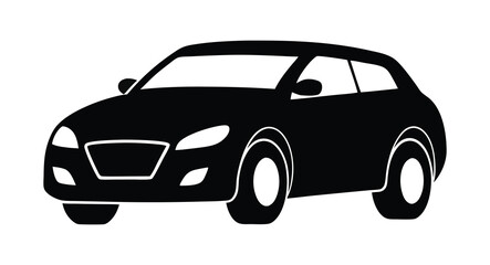 Sporty black car silhouette vector. Modern sedan vector illustration. Stylish car silhouette for graphics.