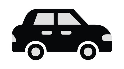 Minimalist black car silhouette vector. Stylish automobile clip art icon design. Flat vehicle silhouette for projects.