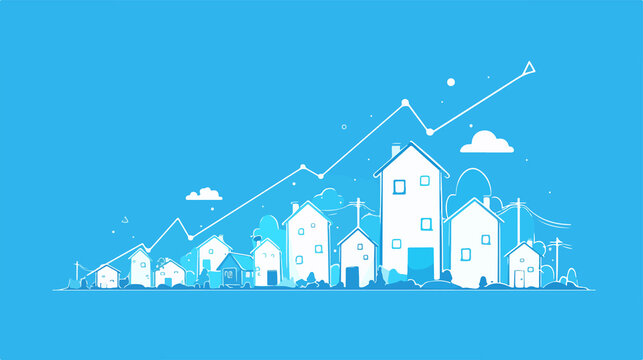 Real Estate Prices Growth Line Icon for Web - Professional Image Usage