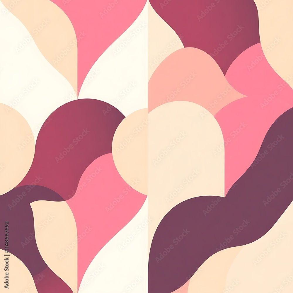Poster abstract hearts pattern: a captivating seamless pattern featuring overlapping hearts in various shad