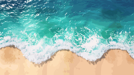 Aerial Top View of Azure Beach with Clear Ocean Water