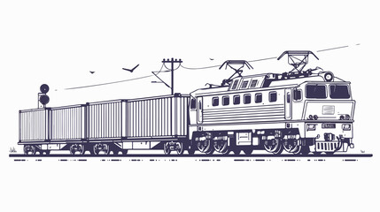 Railroad Delivery Vector Line Icon Isolated on White Background