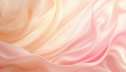 Fototapeta premium Elegant Draped Pink and Peach Silk Fabric Texture Background Soft Pastel Color Gradient