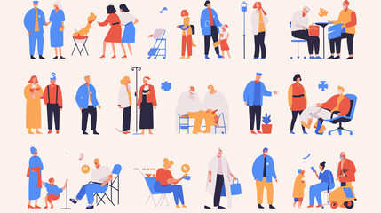 Medical Rehabilitation Flat People Collection