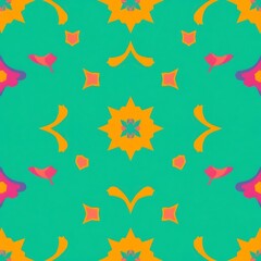 Fototapeta premium Vibrant Teal and Orange Kaleidoscope Pattern 