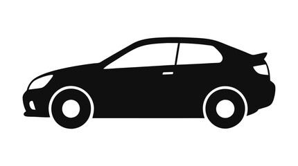 Black Car Silhouette Vector Illustration. Side View modern Car Outline Vector Art. 