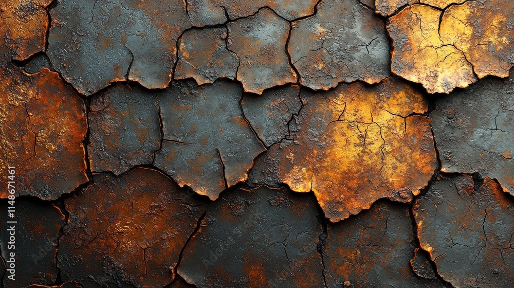 Poster this image features a close-up of peeling paint on a surface, showcasing a beautiful blend of dark a