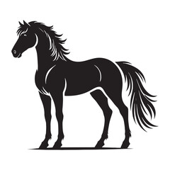 Detailed horse silhouette for creative media applications - Horse black vector
