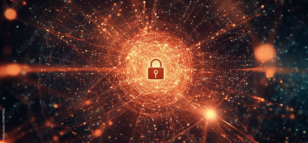 Aufkleber abstract digital image featuring a padlock symbolizing security and data protection.