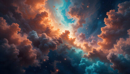 Celestial Cloudscape at Dawn/Dusk, Painting-Style