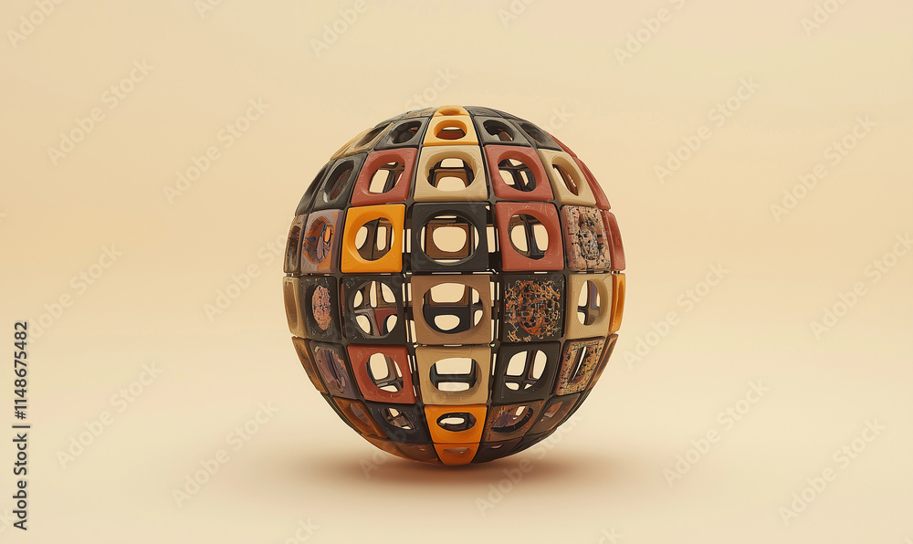 Aufkleber global unity through diversity artistic sphere representation modern art installation creative works