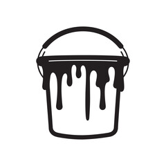paint bucket with dripping paint silhouette vector illustration
