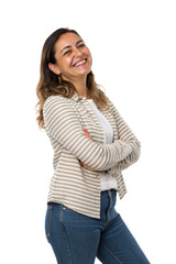 Obraz premium Cheerful woman standing, Isolated on Transparent Background