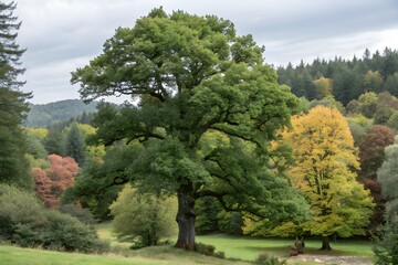 Evergreen oak and other forest trees form lush woodlands, offering shade and shelter. Their sturdy trunks and rich foliage sustain diverse wildlife, enriching natural ecosystems.