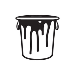 paint bucket with dripping paint silhouette vector illustration