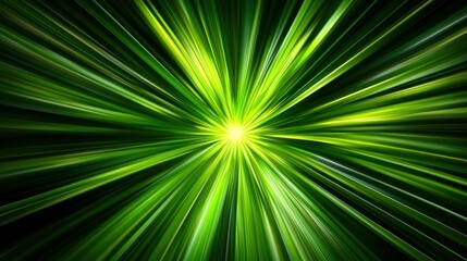 Obraz premium Abstract Green Light Burst Dynamic Energy and Speed Radial Background