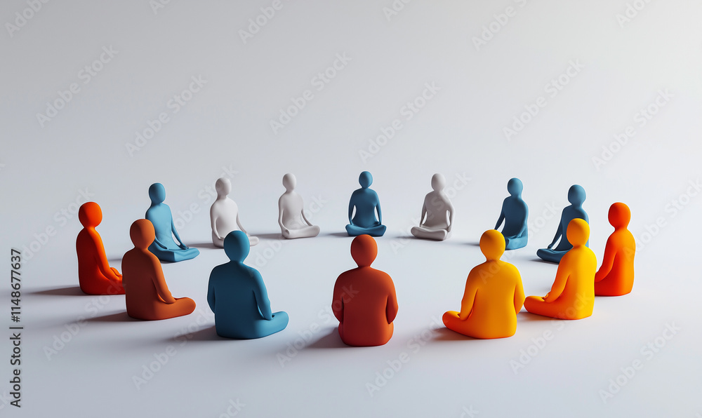 Aufkleber promoting diversity and equality through group meditation practices community center visual art neut