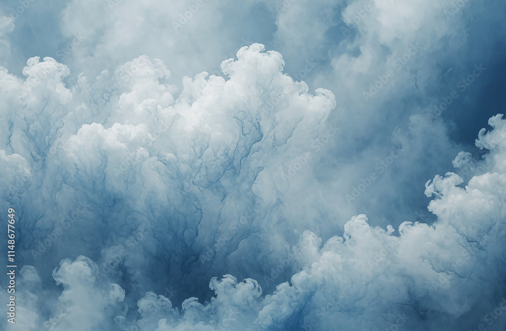 Poster abstract background with soft blue and white cloud-like patterns