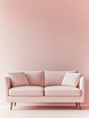 Elegant pink sofa against a pastel wall